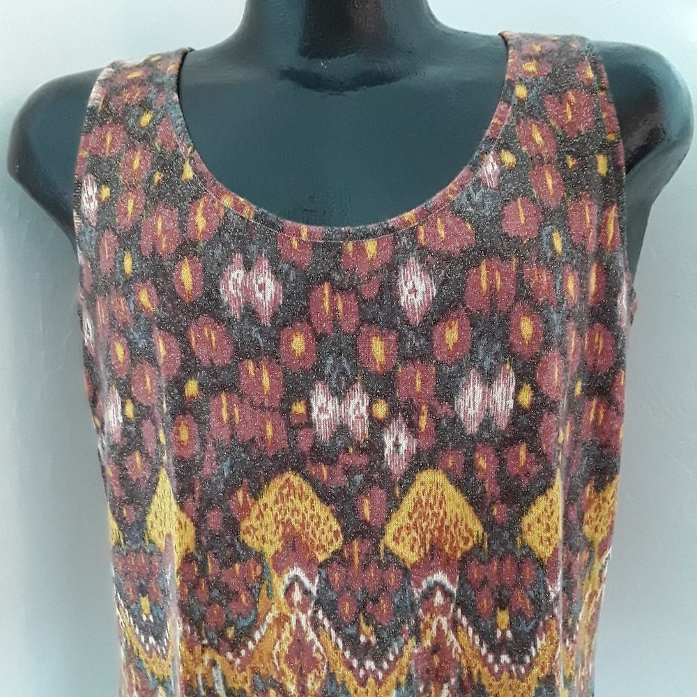 St.John women top tank sleeves shirt multicolor metallic size M
